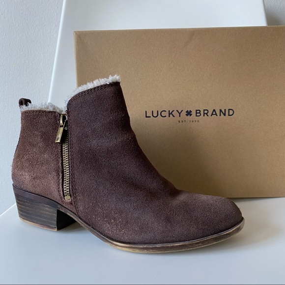 Lucky Brand Shoes - Lucky Brand Brown Shearling Double Zipper Bootie